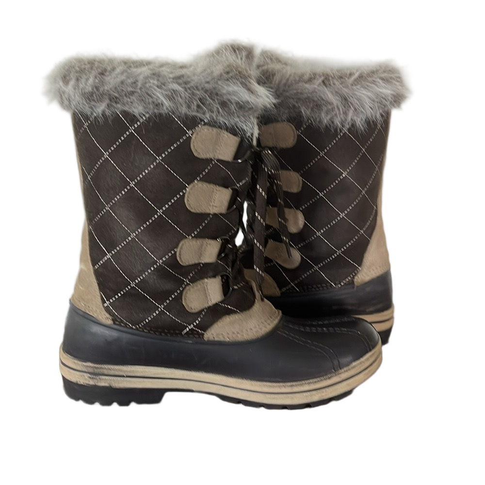 Polar Edge Thinsulate Faux Fur Winter Snow Boots Brown Suede Leather Size 9 - Picture 7 of 17